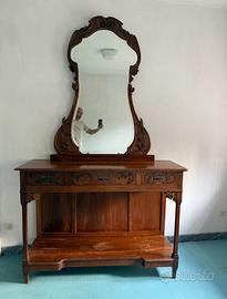 Toilette/consolle antica con specchio stile Libert