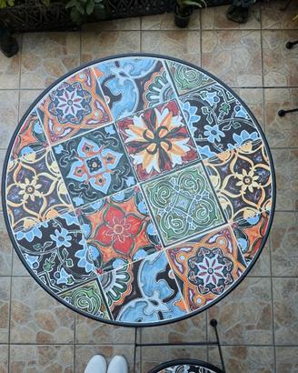 Tavolino da esterno in ferro battuto