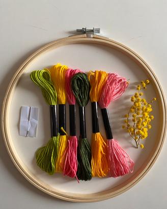 Kit ricamo telaio/cotone/ago nuovo