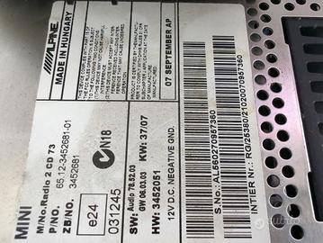 65123452681 AUTORADIO MINI COOPER D R56 1.6 D 80KW