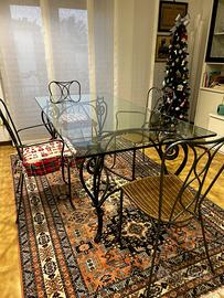 Tavolo in Cristallo e Ferro Battutto