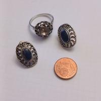 Orecchini  e anello antichi arg.