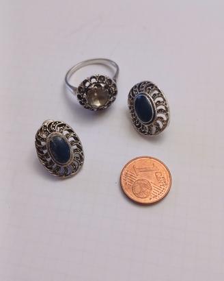 Orecchini  e anello antichi arg.