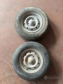 2 RUOTE ORIGINALI APE CAR P2 COMPLETE DI CERCHI