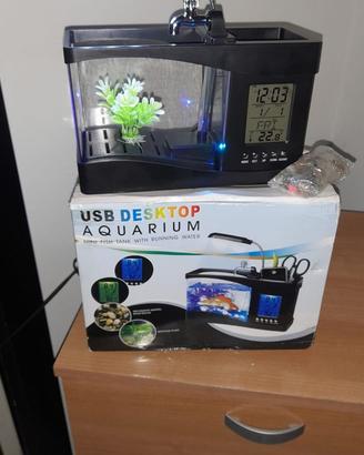 USB Desktop Mini Acquario LCD Timer Clock Lampada