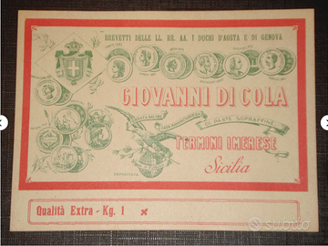 etichetta antica di cola termini imerese pasta 800