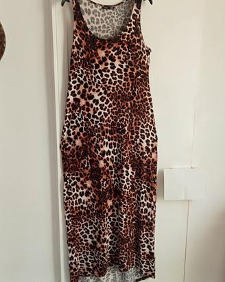 vestito leopardato lungo 