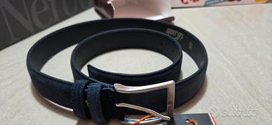 cintura uomo blu scamosciato lunghezza 115cm