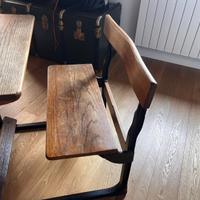 Banco scuola in rovere massello anni 20/40