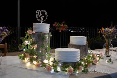 Tronchi di legno e luci