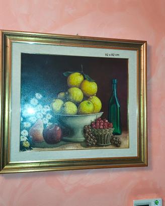 Cornice con quadro a olio o ricamo