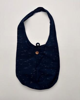 Borsa a spalla sacca Boho chic in tessuto blu