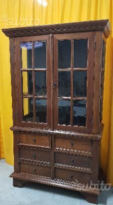 Vetrina Antica in teak asiatico con cassettiera
