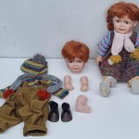 Lotto bambole ceramica vintage per restauro 