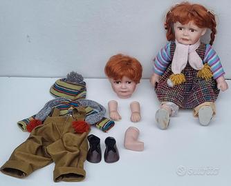 Lotto bambole ceramica vintage per restauro 