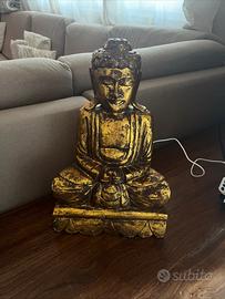 Buddha di Mandalay in legno intagliato 1950/1960