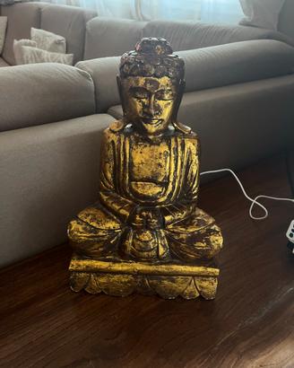 Buddha di Mandalay in legno intagliato 1950/1960