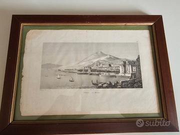 Incisione Antica "Palermo, La Marina" con Cornice
