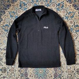 Felpa pile FILA tg XS uomo donna nero zip 3/4, y2k