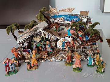 Presepe già assemblato, con luci