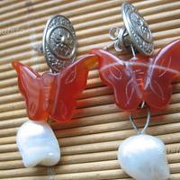 Pendenti Farfalle Corniola e Perla Arg.925