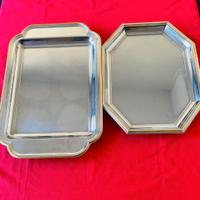 2 Vassoi acciaio inox 18/10 bordo dorato–eleganti