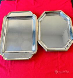 2 Vassoi acciaio inox 18/10 bordo dorato–eleganti