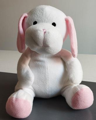 Peluche cane seduto bianco e rosa