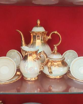 Servizio caffè vintage d'epoca in porcellana e oro