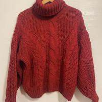 Maglione oversize rosso bordeaux – Collo alto