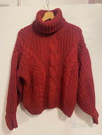 Maglione oversize rosso bordeaux – Collo alto