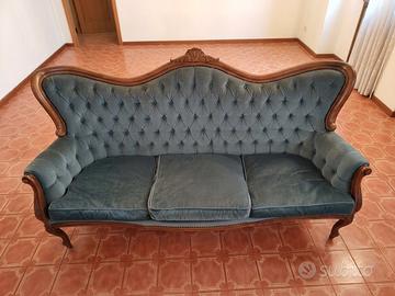 salotto Barocco Azzurro-divano 3 più due poltrone 