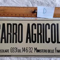 Targa metallica CARRO AGRICOLO (tassa) AUTENTICA