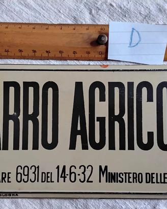 Targa metallica CARRO AGRICOLO (tassa) AUTENTICA