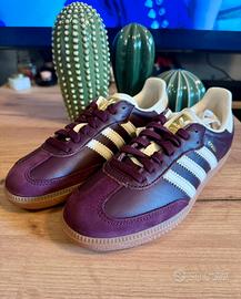 Adidas Samba Maroon Bordeaux Cream Beige Gold 38