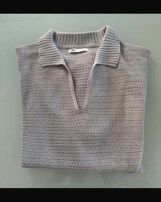 polo Zara da uomo, taglia L, colore grigio