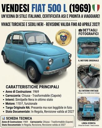 Fiat 500 L - Certificata ASI - Revisione fino 2027
