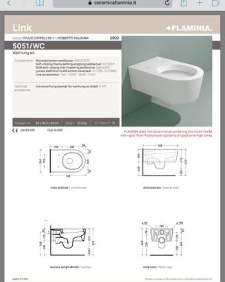 Wc vaso Sospeso Flaminia col bianco