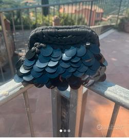 Clutch bag con paillettes nera