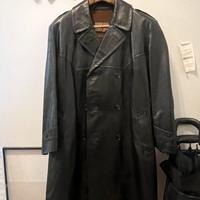 Cappotto lungo in vera pelle nera