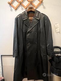 Cappotto lungo in vera pelle nera