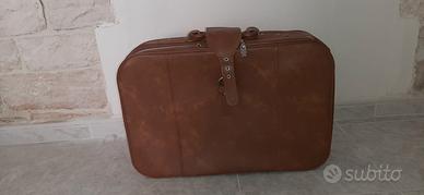 Valigia vintage in cuoio anni 50-60 