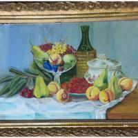 Luminosa composizione con frutta in cornice antica