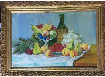 Luminosa composizione con frutta in cornice antica