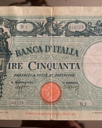 50 lire 1943 ( rare ) cintr.: fascio