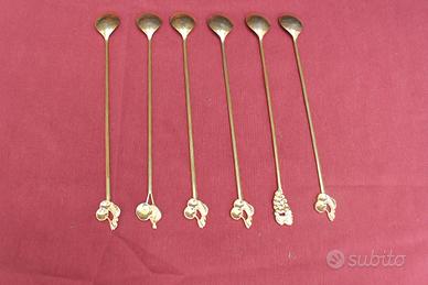 cucchiaini lunghi da cocktail  placcati oro