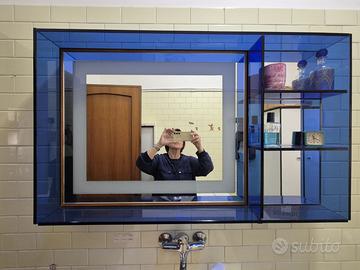 Mobile bagno in vetro Blu completo di specchio