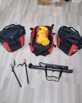 Borse zaini + telaio bicicletta