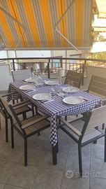 Tavolo da esterno beige 156x78cm + 6 sedie