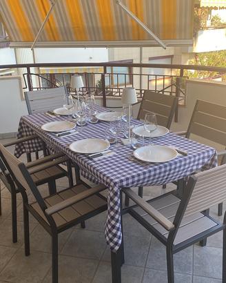 Tavolo da esterno beige 156x78cm + 6 sedie